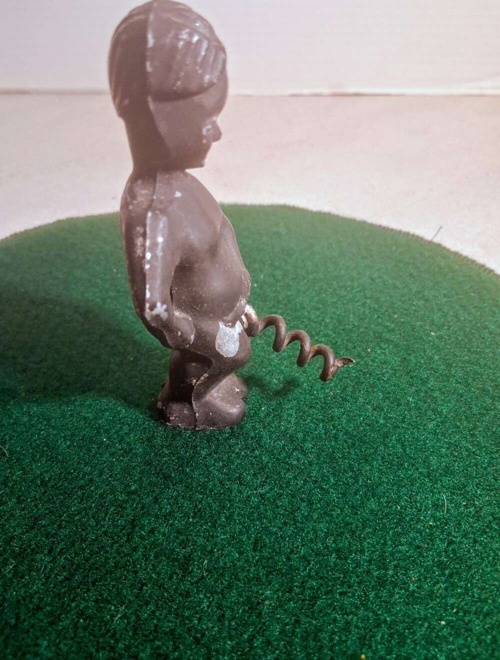 Vintage Cast Iron Cork Screw Little Boy Peeing